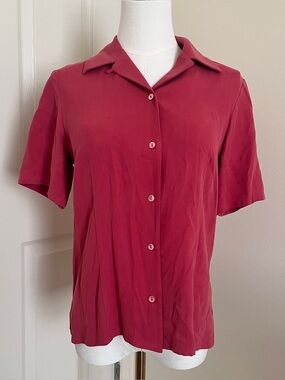 Vintage 100% Silk Pink Button Up Pendleton Blouse Womens Size 6 Classic